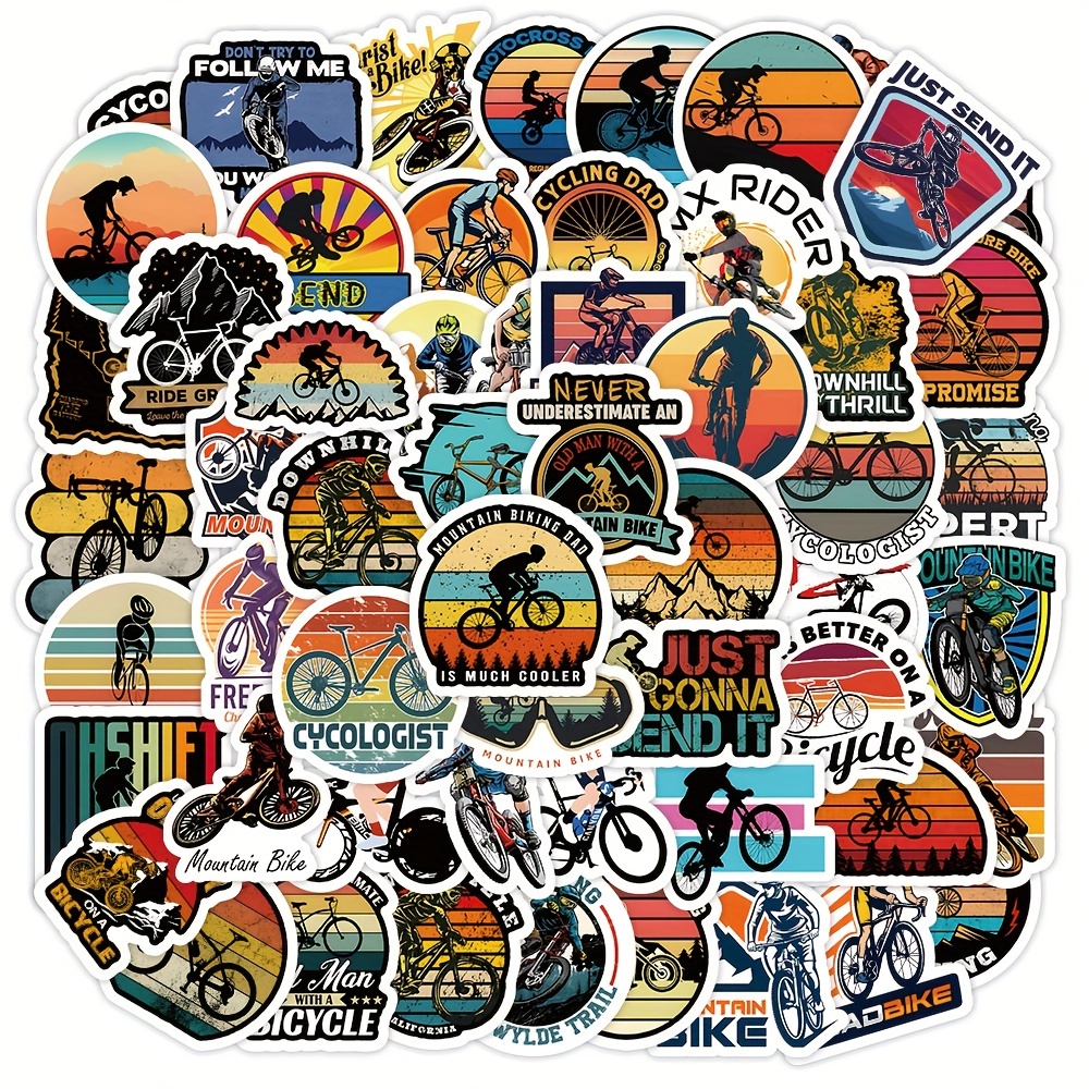 

100pcs Cool Road Bike Mountain Bike Stickers Water Bottle Laptop Notebook Skateboard Computer Sticker Waterproof Cute Decals Pack