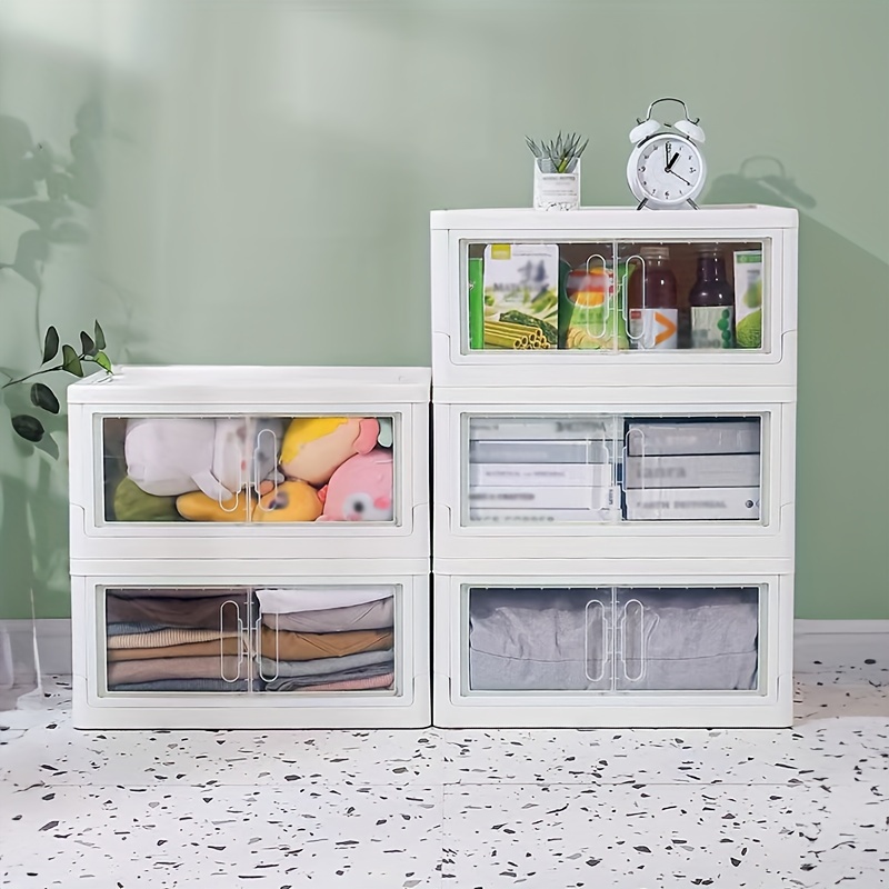 Gray Stackable Storage Bins, Collapsible Storage Bins for Bedroom