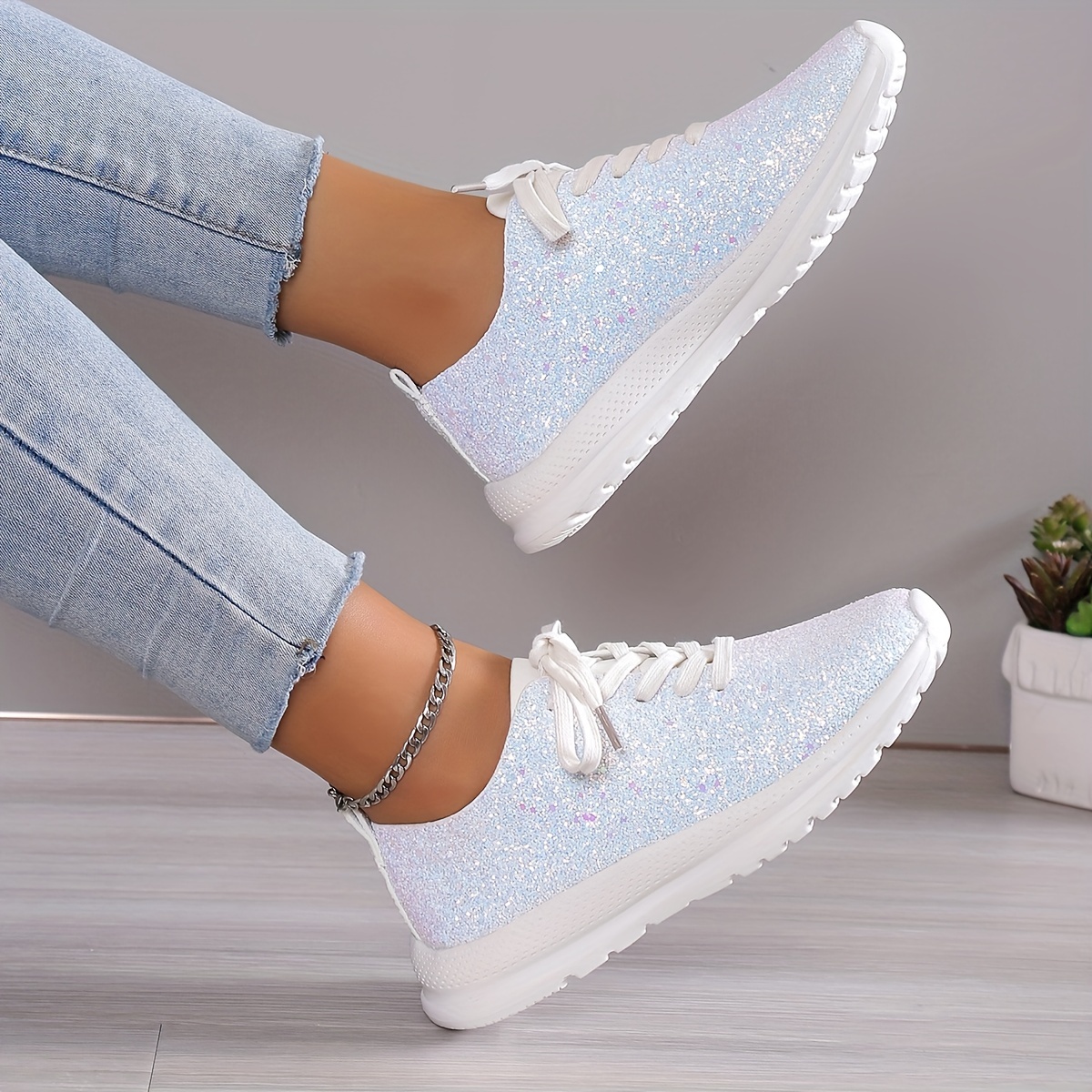 Comfy Moda Women's Sparkly Sneakers, Glitter Shoes, Fashion | Breathable |  Lightweight - Pretty