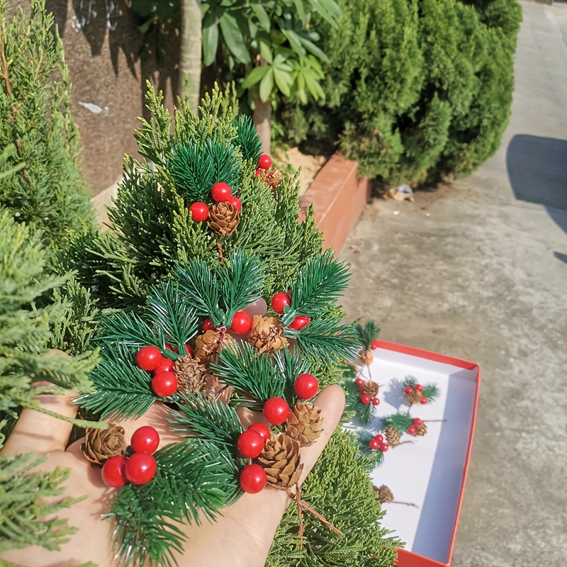Artificial Christmas Berry Picks Faux Pine Branches Evergreen