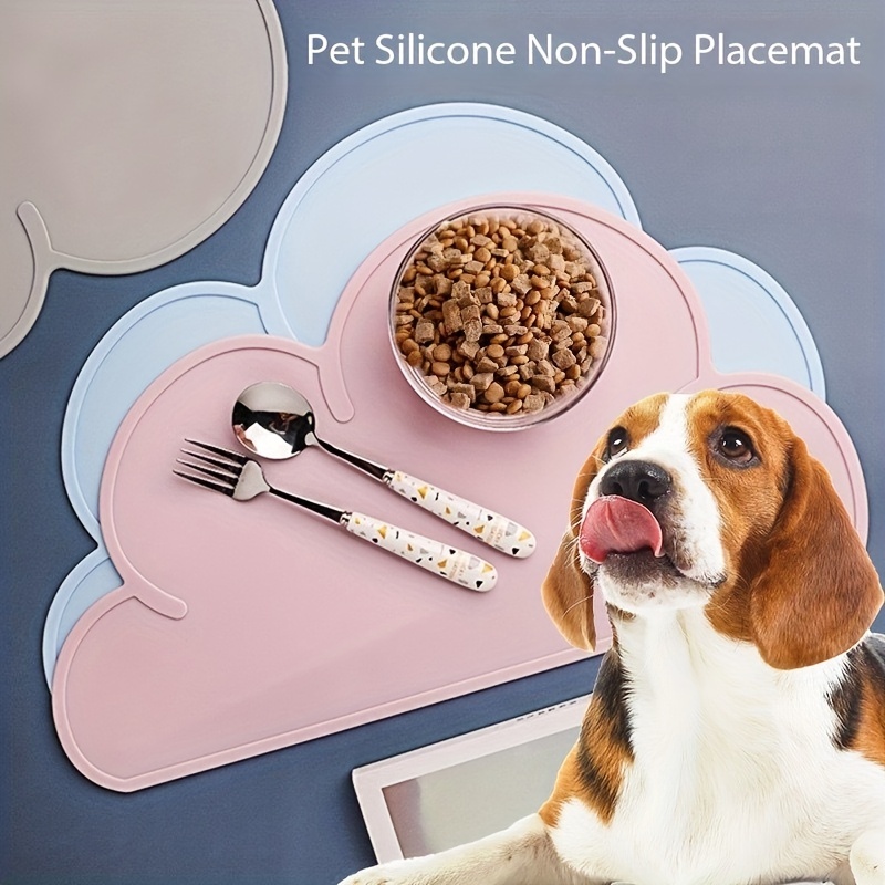1pc Pet Place Mat Anti-slip Dog Bowl Mat With Water Resistant & Tpr  Material, Random Color Delivery