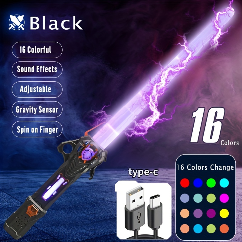 Espada láser para niños, juego de espadas LED brillantes de siete colores,  espadas de doble filo, con efectos de sonido de detección de movimiento