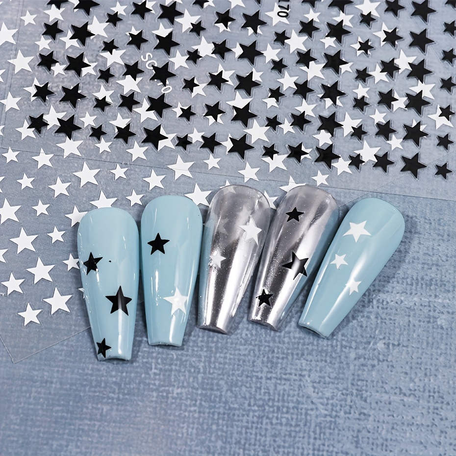 Holographic Star Nail Art Sticker Metallic Silver Y2k Style - Temu