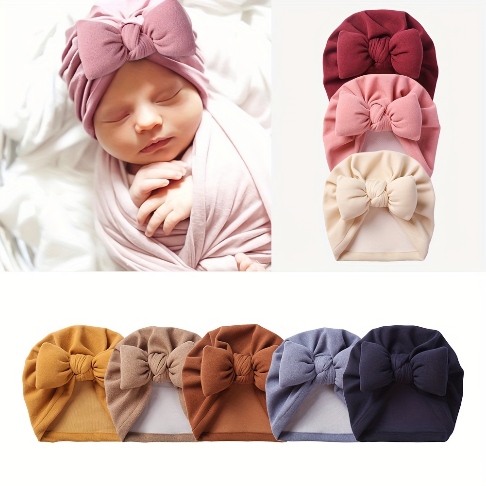 Sombrero para bebé niña recién nacida, turbantes para la cabeza, sombrero  de hospital para guardería, sombrero para niños pequeños (5 sombreros de