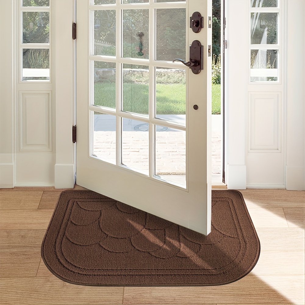 Sardfxul Semi Circle Waterproof Door Mats Washable Non-Slip PVC Doormats  Cuttable Low-Profile Rug Entryway Welcome Mats for Home 
