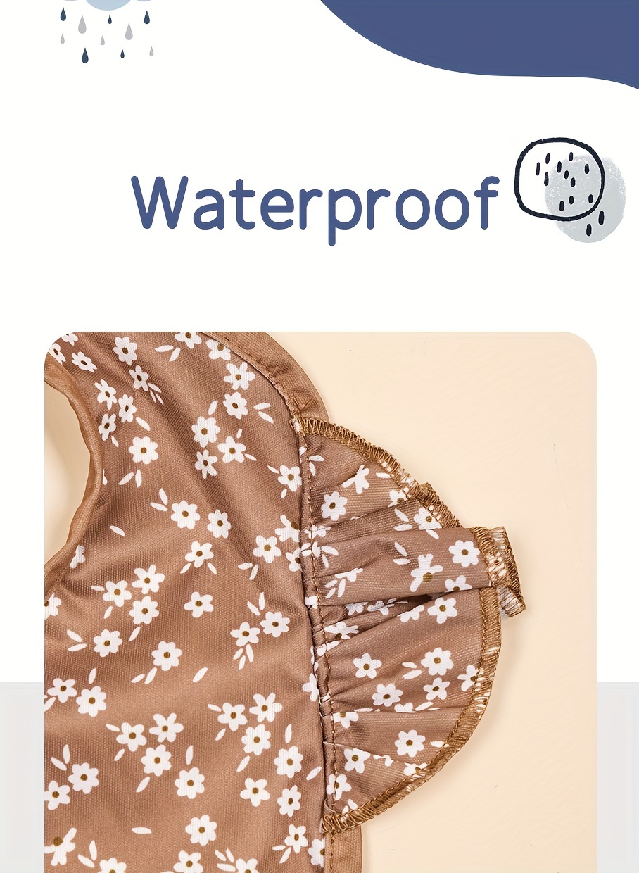 easy clean waterproof   bib with adjustable closure and large pocket recycled cloth mixed colors details 5