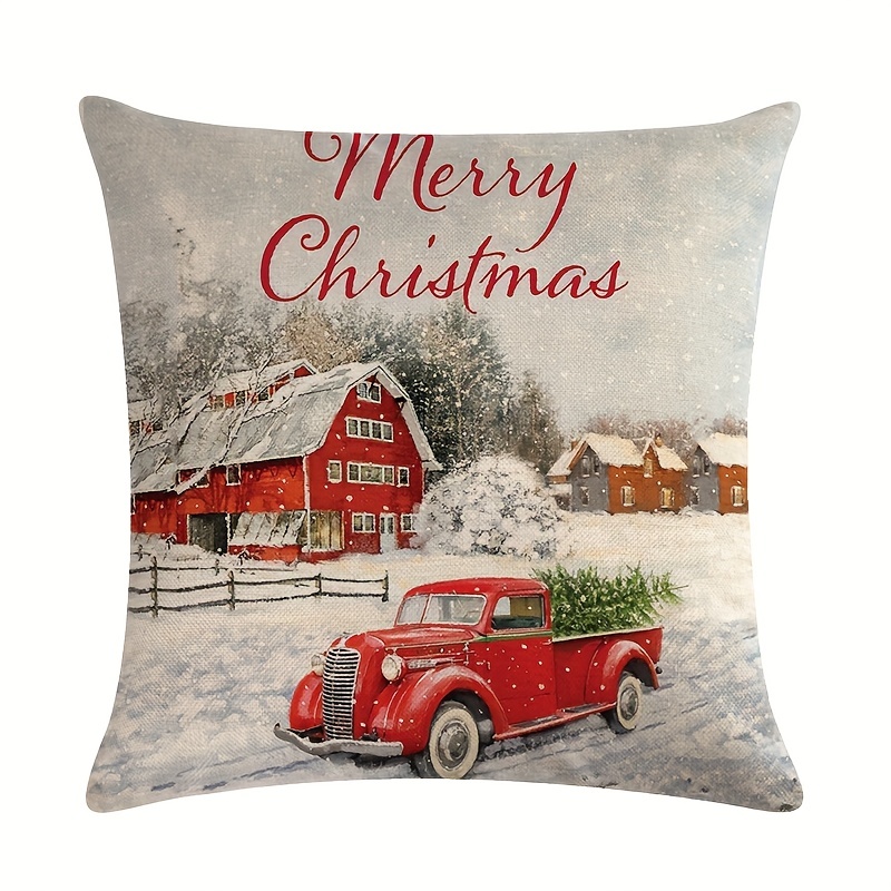 Christmas Pillow Cover 4pcs/set 17.7x17.7 Inches, Red Plaid