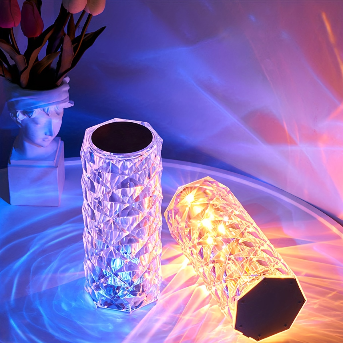 Touch Crystal Lampe mit Led 16 Farben ändern dimmbare, Rgb-Farbverlauf  Dynamischer Modus, wiederaufladbare protable Tischlampe mit Fernbedienung  für Schlafzimmer, Livin