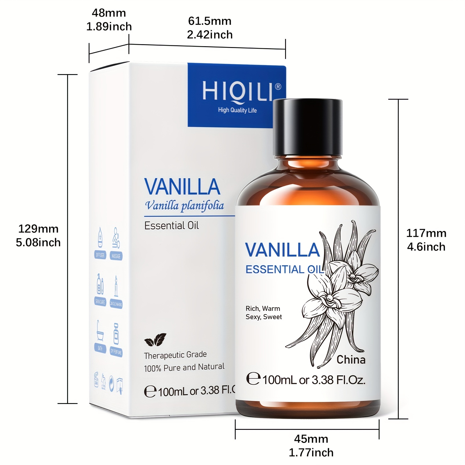 HIQILI 1pc 1.01 Fl Oz/30 ML Vanilla Essential Oil For Diffuser Humidifier  Soap Candle Making