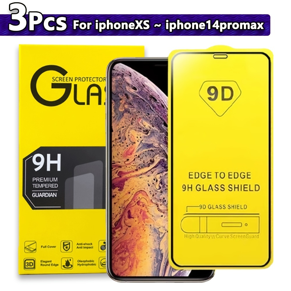 3pcs 9D Anti Burst Tempered Glass Para IPhone 14 13 12 - Temu