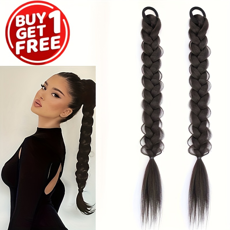 Braided Ponytail Hair Extension With Hair Tie Elastic Band Hair Accessories  US