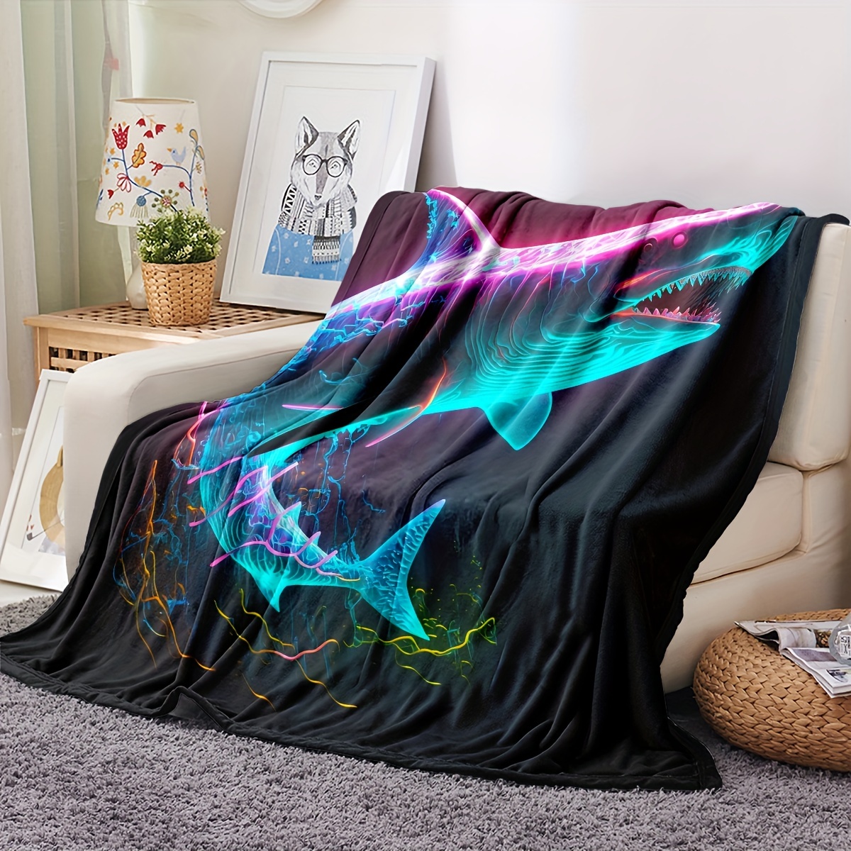 Fish Print Blanket Outdoor Fishing Lovers Blanket Soft Warm - Temu Canada