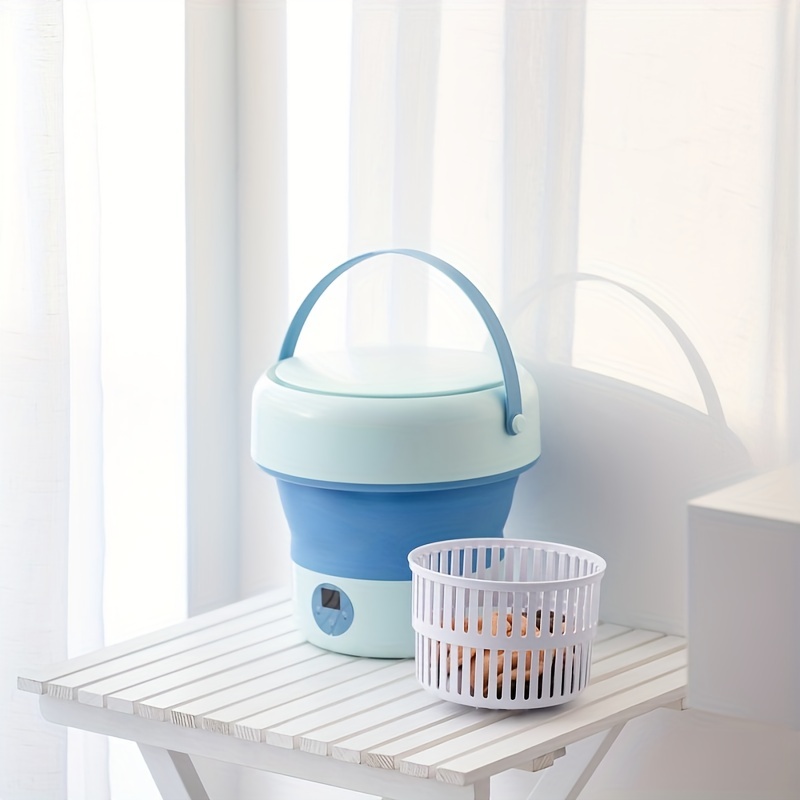 Blue Us Plug Mini Sock Washing Machine Bidirectional Washing Blue Light Small  Bucket With Handle Household Baby Clothes Underwear Distinction