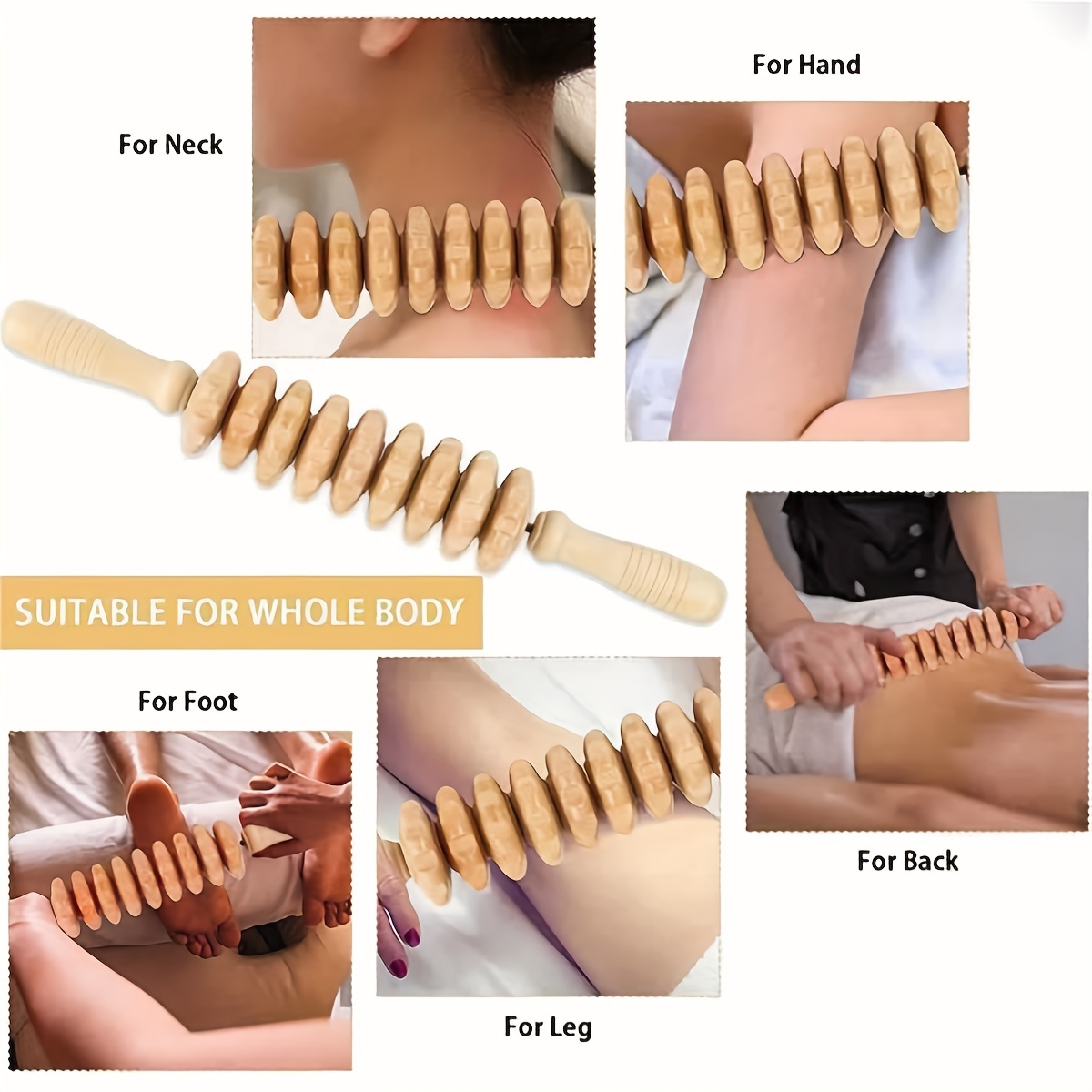 Wood Roller Massage Tool Handheld Trigger Point Manual - Temu