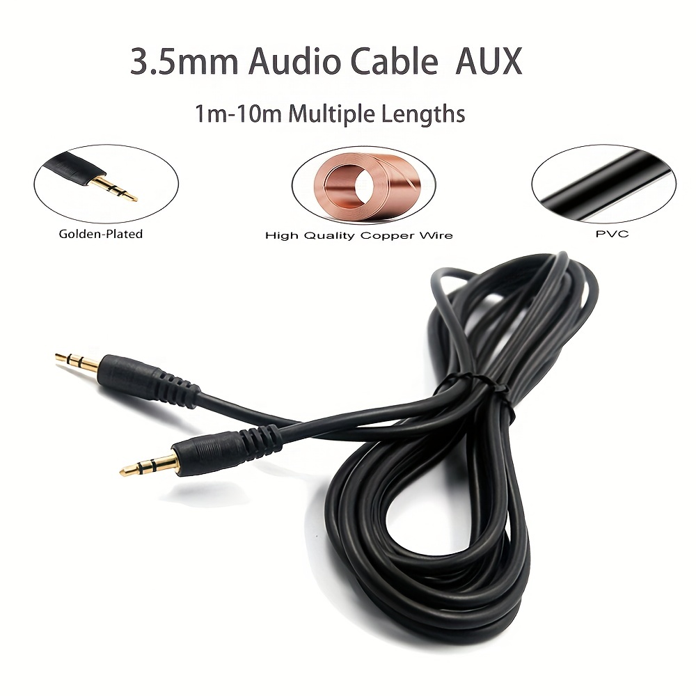 Car Aux Cable, Aux Cord Compatible with iPhone/iPad Nylon Braided 3.3ft for  Car, Speaker, Home Stereo and Headphone (Black)