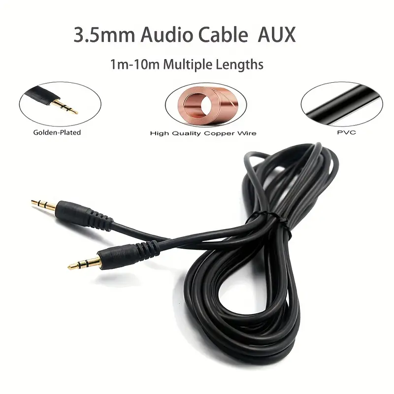 3.5mm Cable De Audio Auxiliar (3.3ft/1m 10ft/* Sonido Hi-Fi), Adaptador De  Entrada Auxiliar De Audio Macho A Macho Para Auriculares, Coche, Estéreos