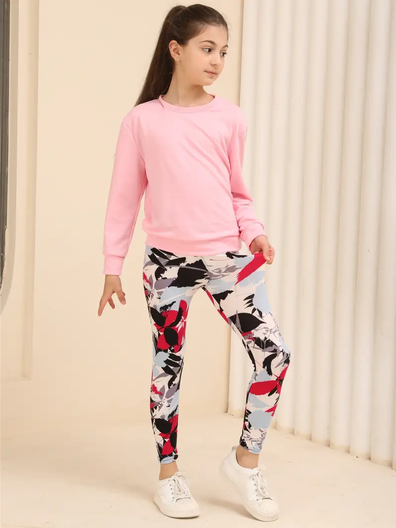 Girls Tight Fit Athletic Legging Pants With Cute Claws Print