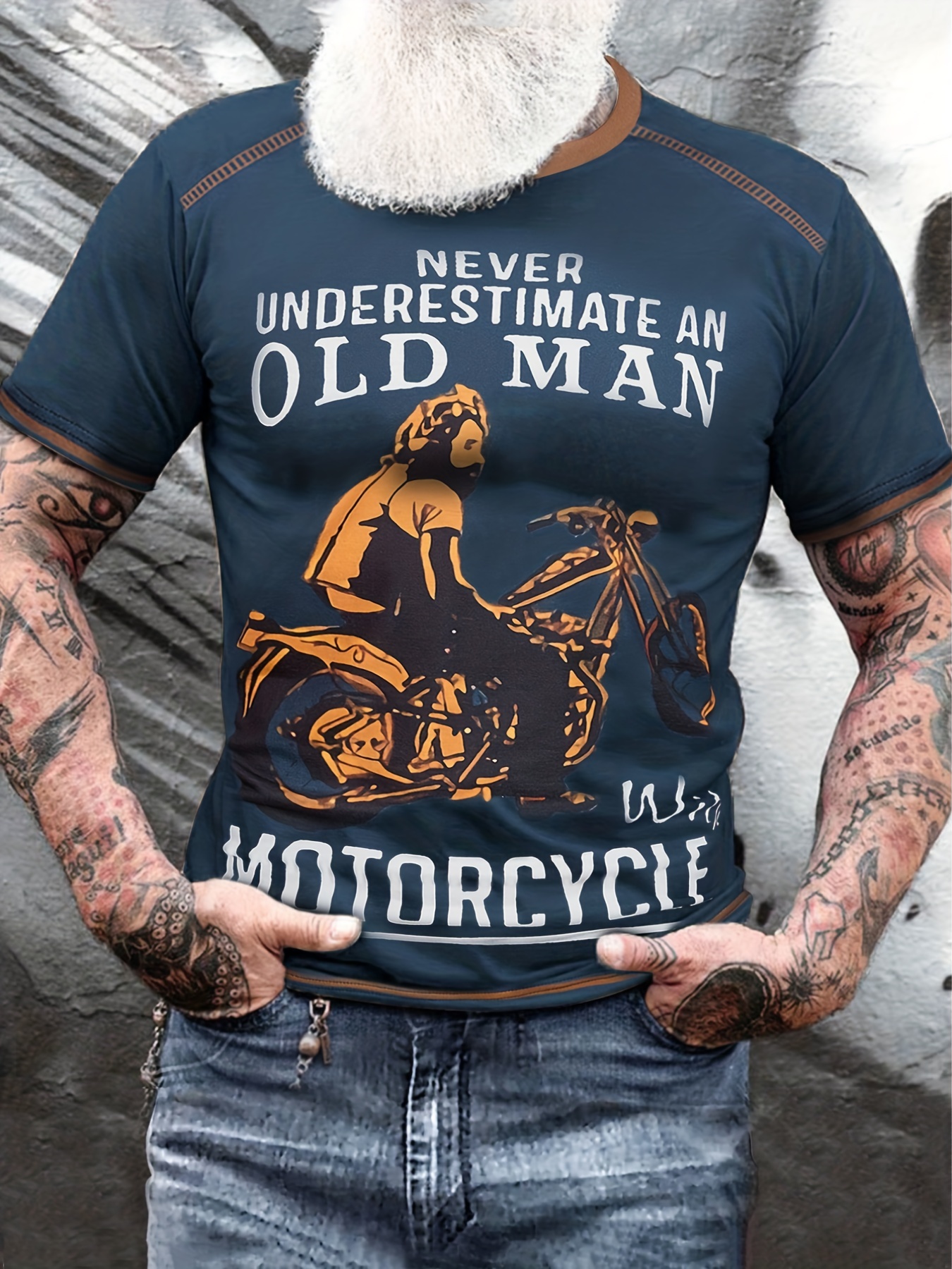 Never Motorcycle Ne Sous Estimez Jamais Un Vieil Homme Avec Une