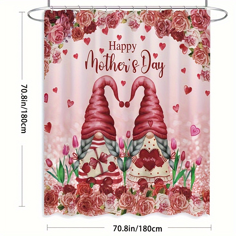 1pc Pink Heart-shaped Valentine's Day Shower Curtain/christmas