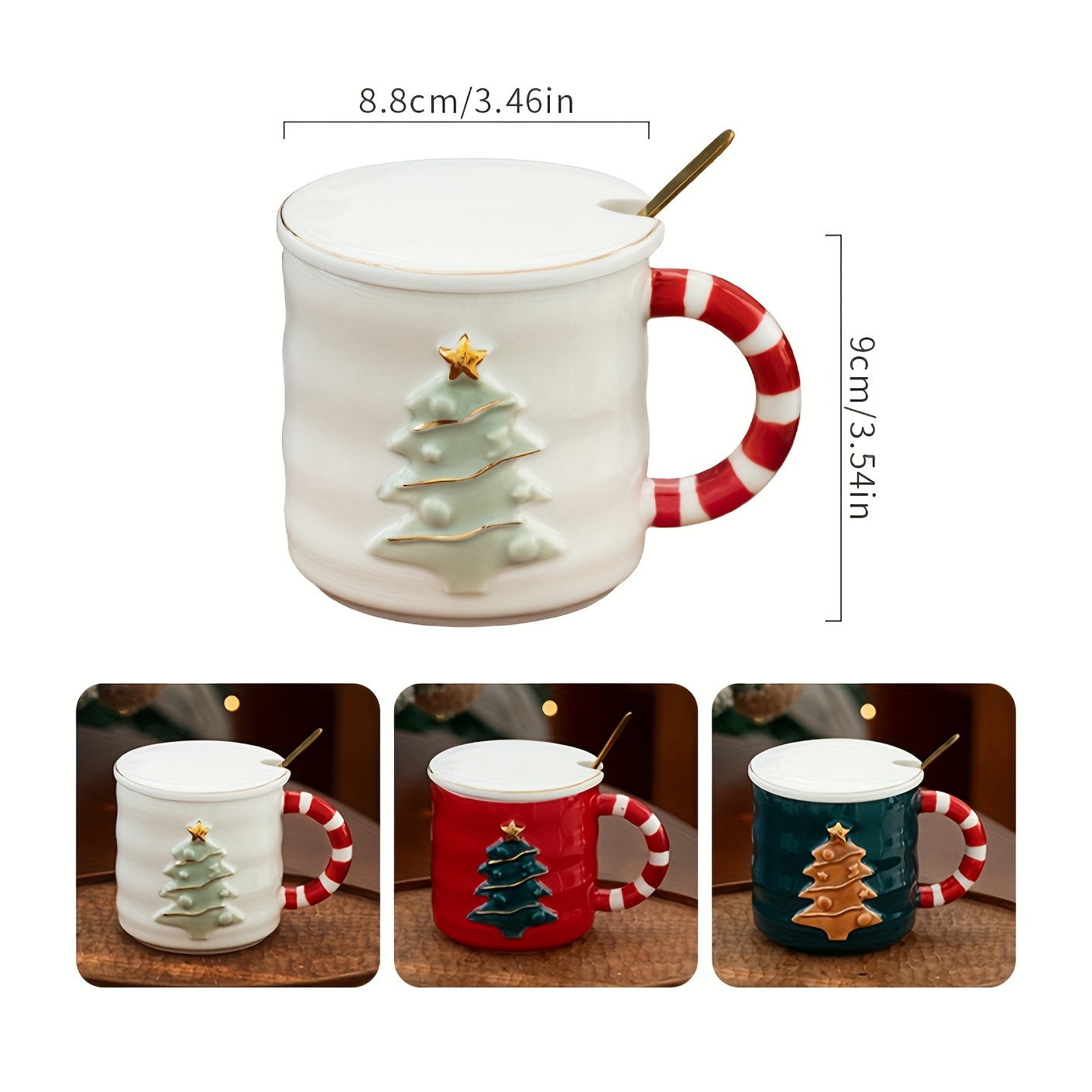 Vasos navideños, tazas de café expreso, elegantes tazas de leche con leche,  aislamiento de doble pared de 300ml para regalo de Navidad y cocina