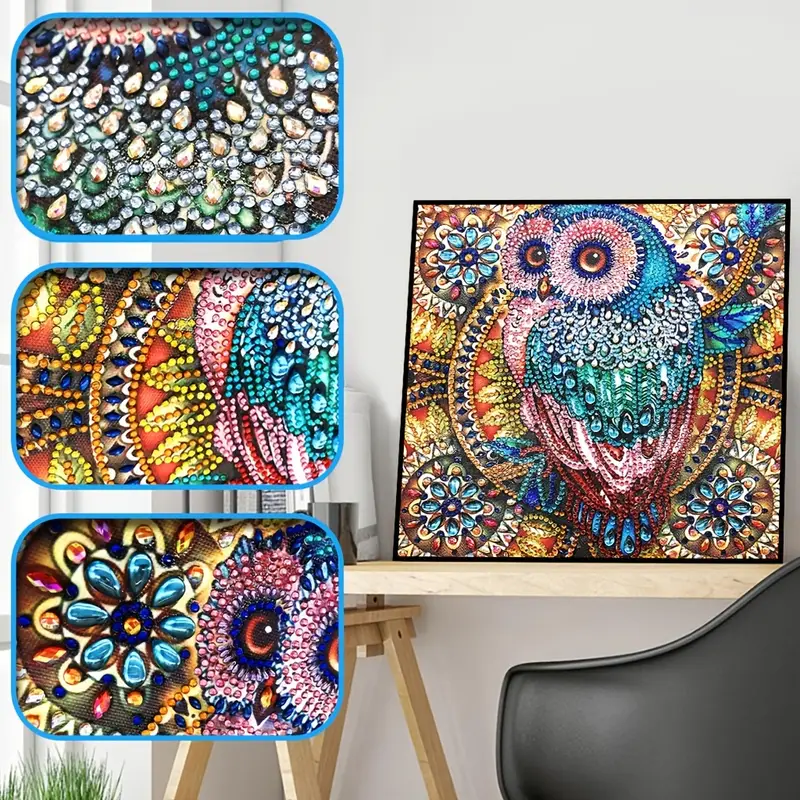 Diy 5d Rhinestone Painting Set Create A Sparkling Owl - Temu