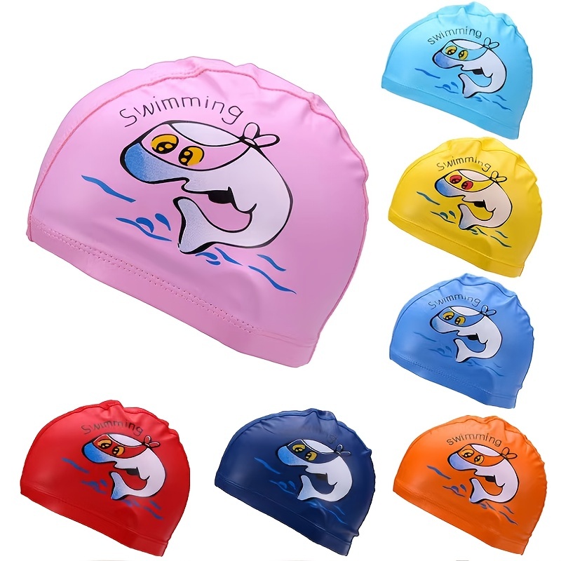 Gorras de natación para niños, 3 piezas, impermeables, gorro de natación de  dibujos animados para cabello largo y corto para niños y niñas