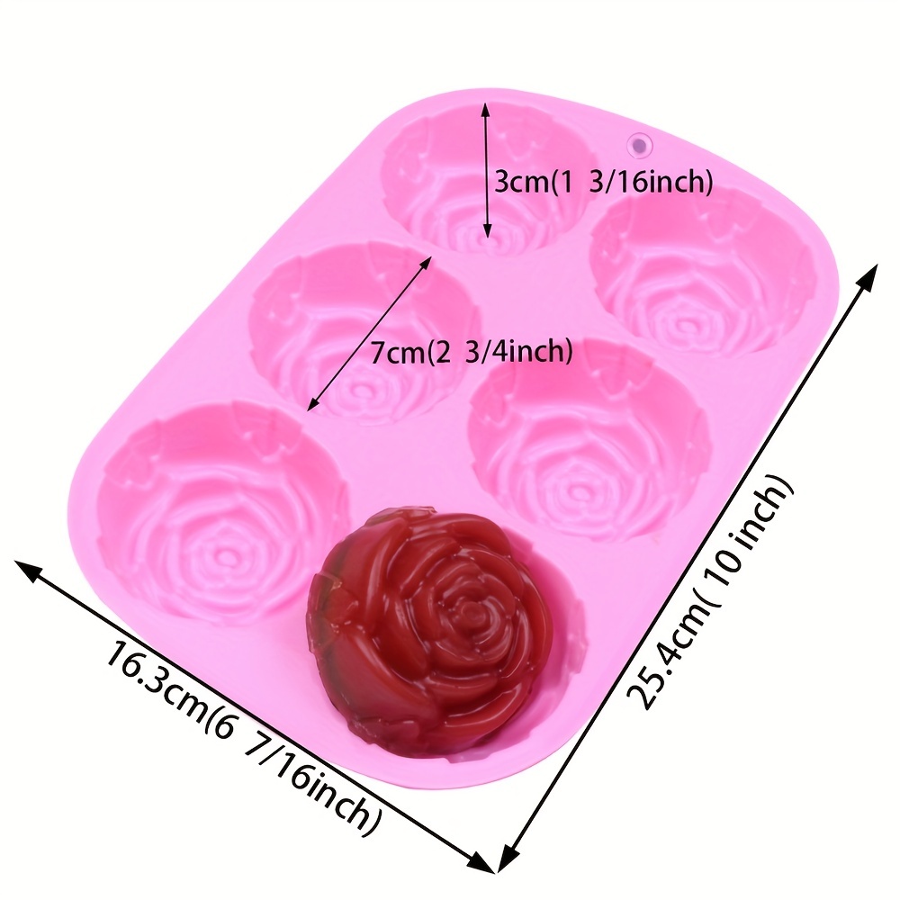 6 Cavities Rose Flower Silicone Soap Mold Bear Soap Mold Silicone Molds Rose  Plaster Mold Ice Mold Silicone Mold Resin Mold Candle Mold 