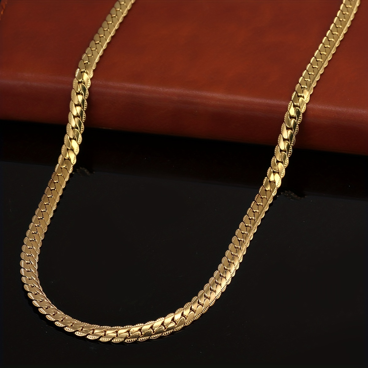 Trendy Golden Stainless Steel Necklace Men's Simple Thin Neck Chain Jewelry, Jewels,Temu
