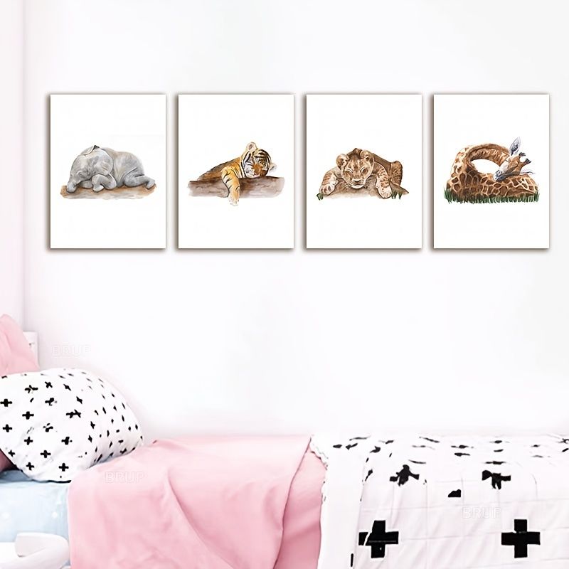 4pcs Set Sleeping Baby Animals Canvas Painting Posters High Fine Art No  Frame Printed Wall Art Pictures Home Room Decoration - Home & Kitchen -  Temu Canada