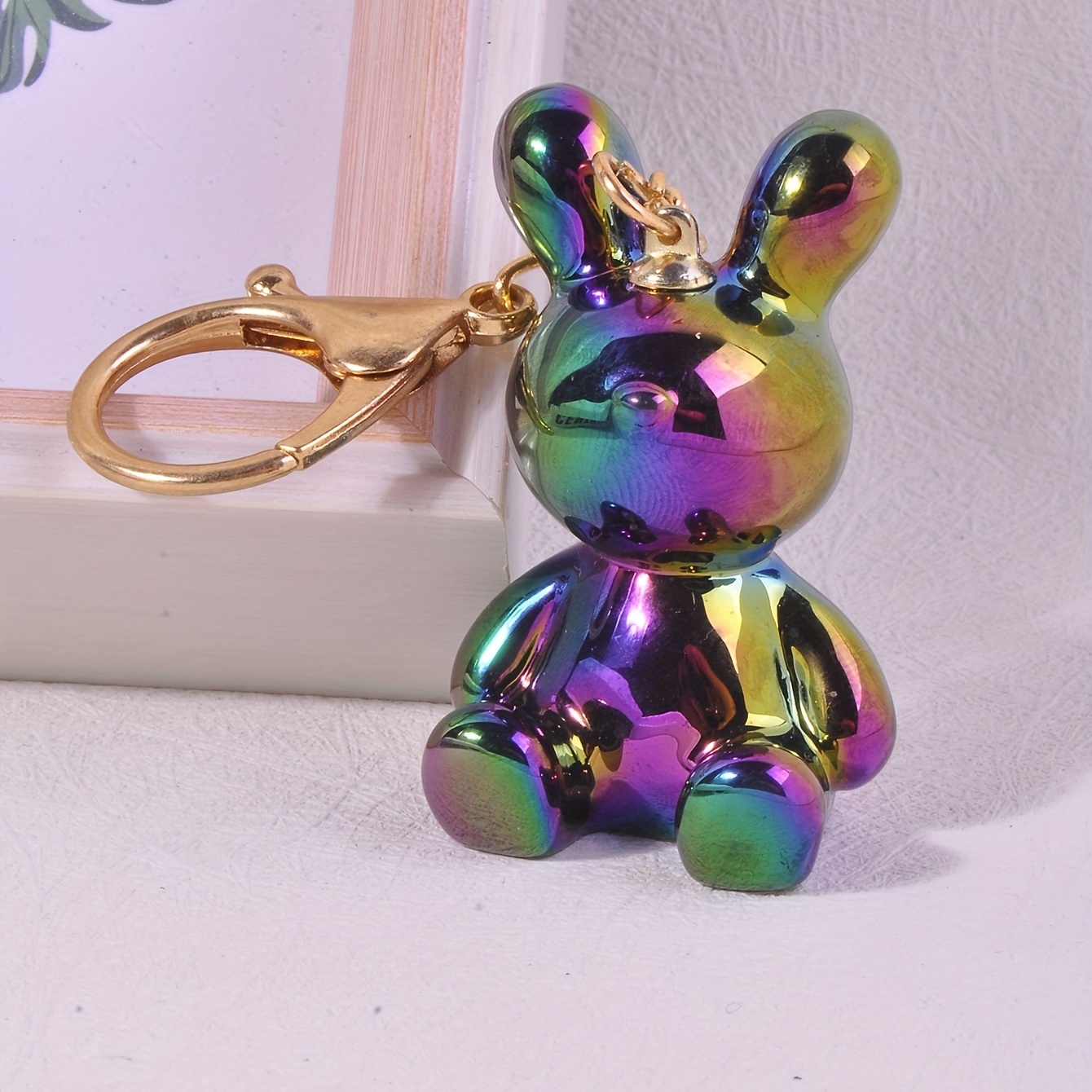 Resin Bamboo Braided Rabbit Keychain Key Chain Couple Pendant Car Ornament  - Temu