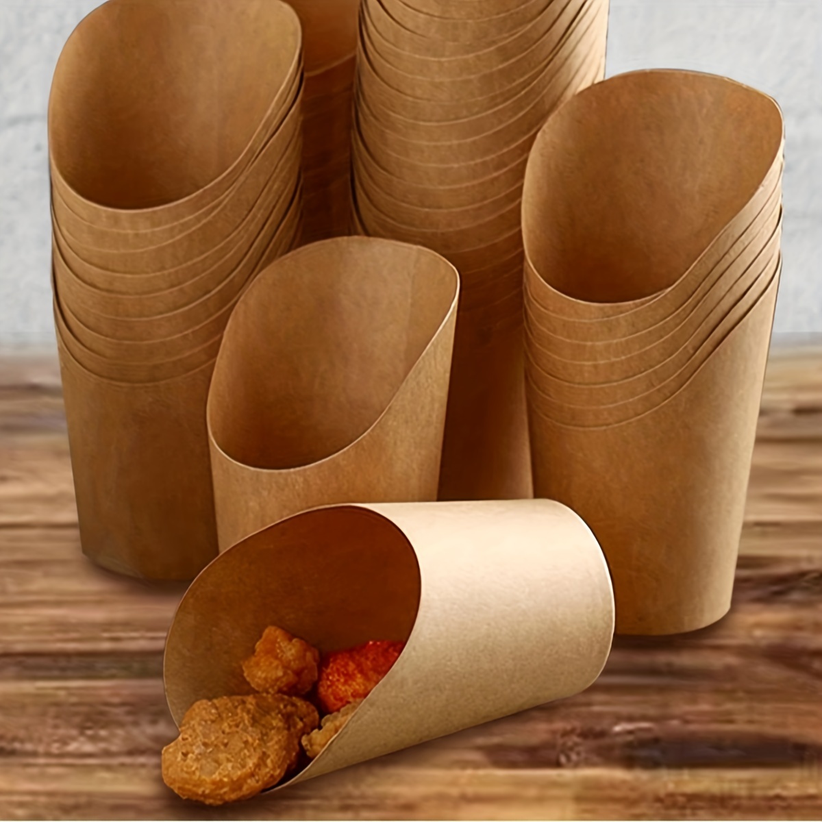 50Pcs/Set Disposable Kraft Paper Cup With Lid High Quality Meal