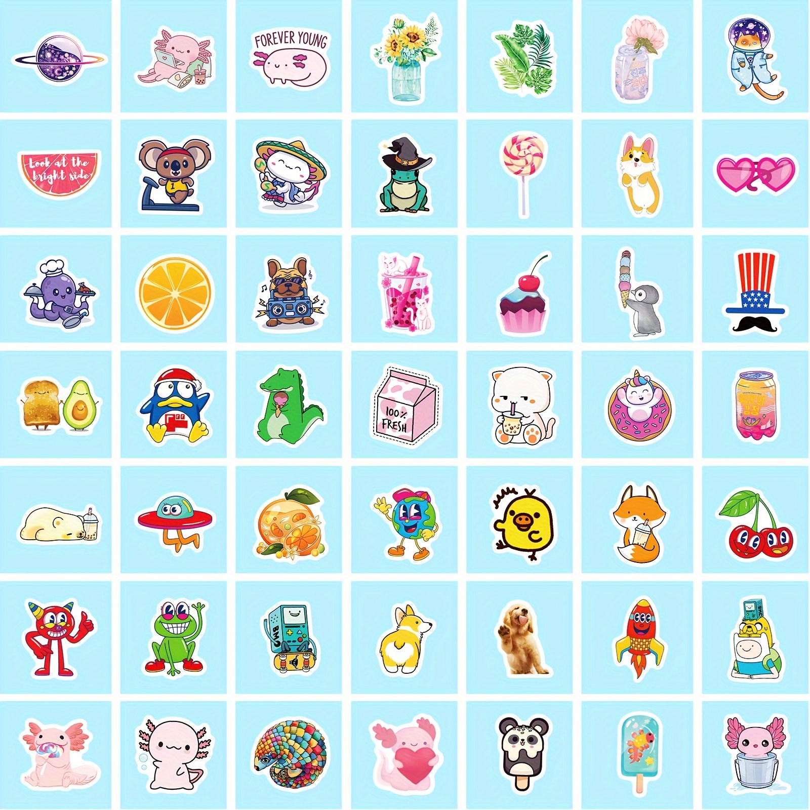 Cartoon Food Stickers Small Size Stickers Cute Cartoon - Temu