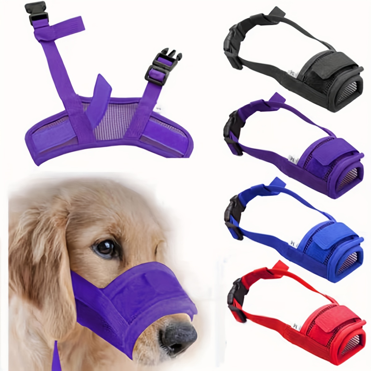 Breathable Dog Mouth Cover, Dog Muzzle Anti Biting Barking Pet Muzzle, Dog Muzzle With Adjustable Straps