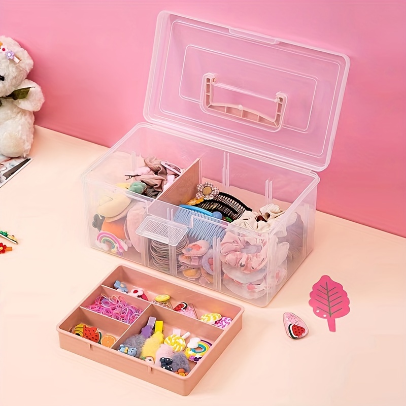 Clear Plastic Dividing Storage Box With Removable Tray - Temu