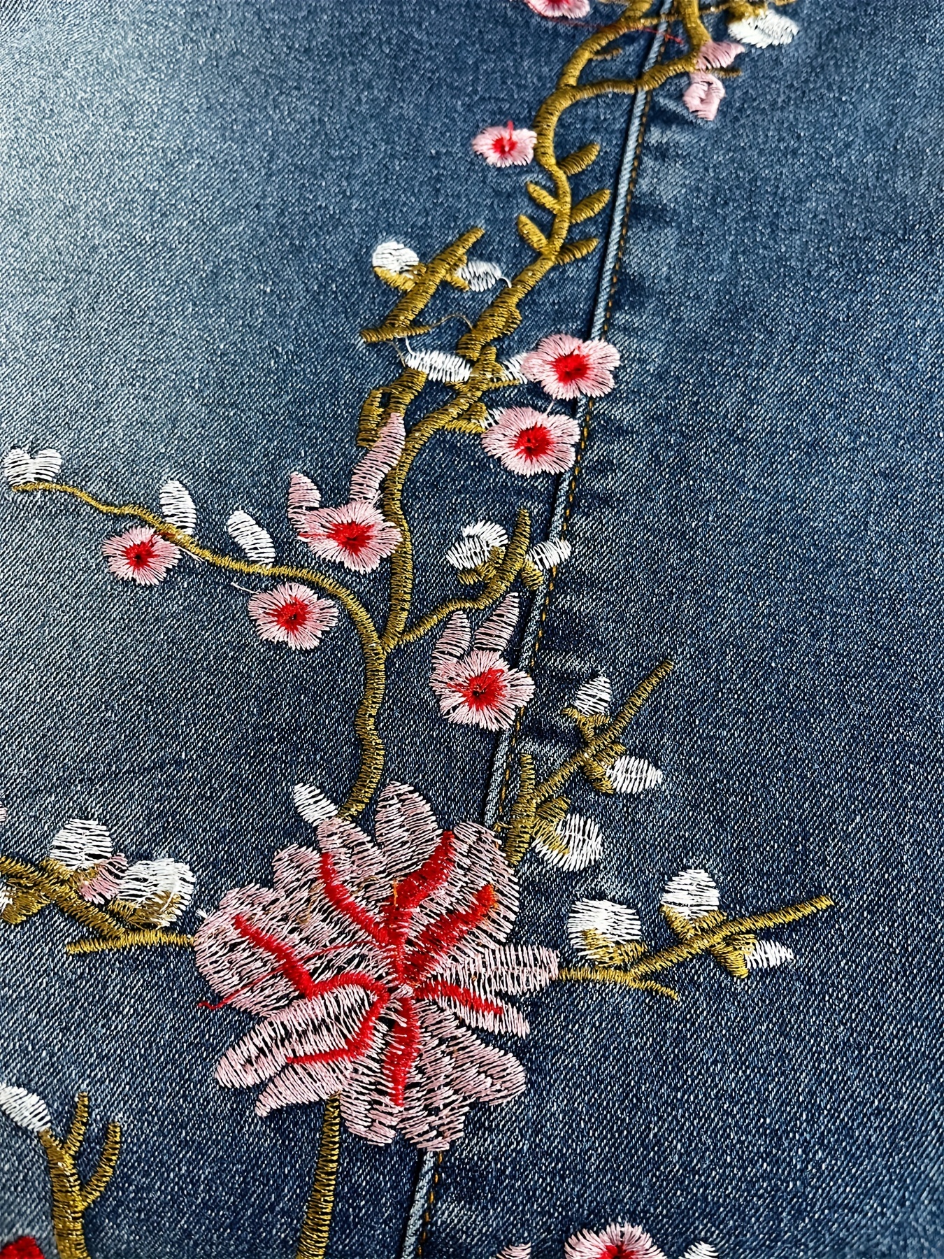 YCZDG Tall Women Flower Embroidered Jeans Retro Plus Size High