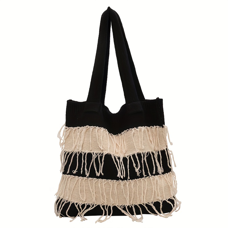 Mia Jute Tote Bag in Leopard- Black