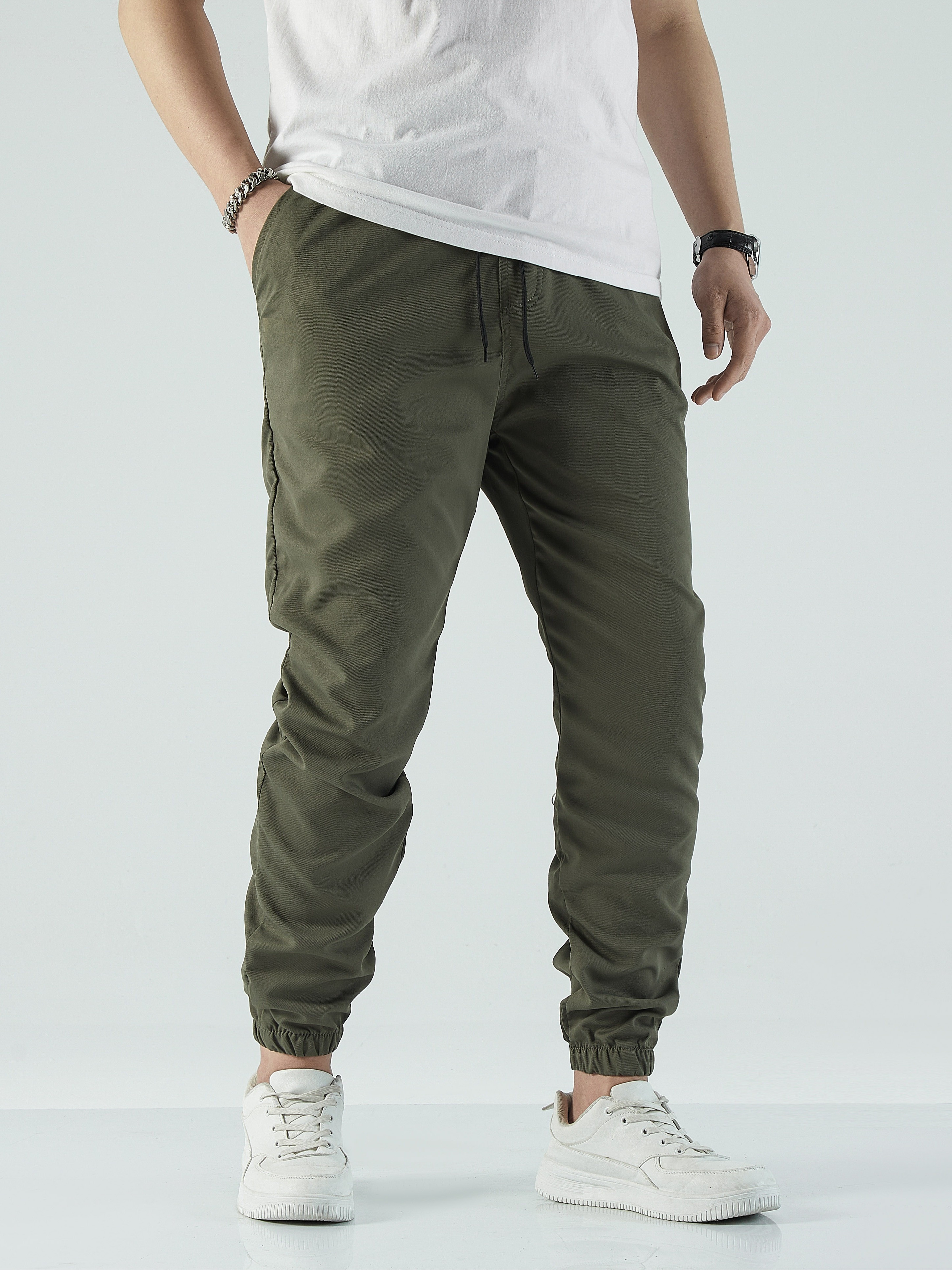 Men's Drawstring Pocket Jogger Pants Slim Fit Casual - Temu