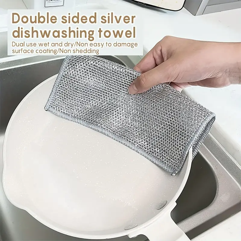Dishcloth Cleaning Cloth Towel Kitchen Steel Wire Dishwashing