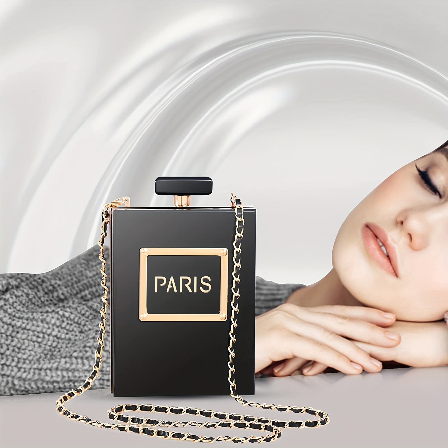 Acrylic Paris Perfume Shaped Bag, Trendy Chain Evening Bag, Women's Mini  Square Purse For Prom Banquet (6.3*4.9*2.4) Inch - Temu