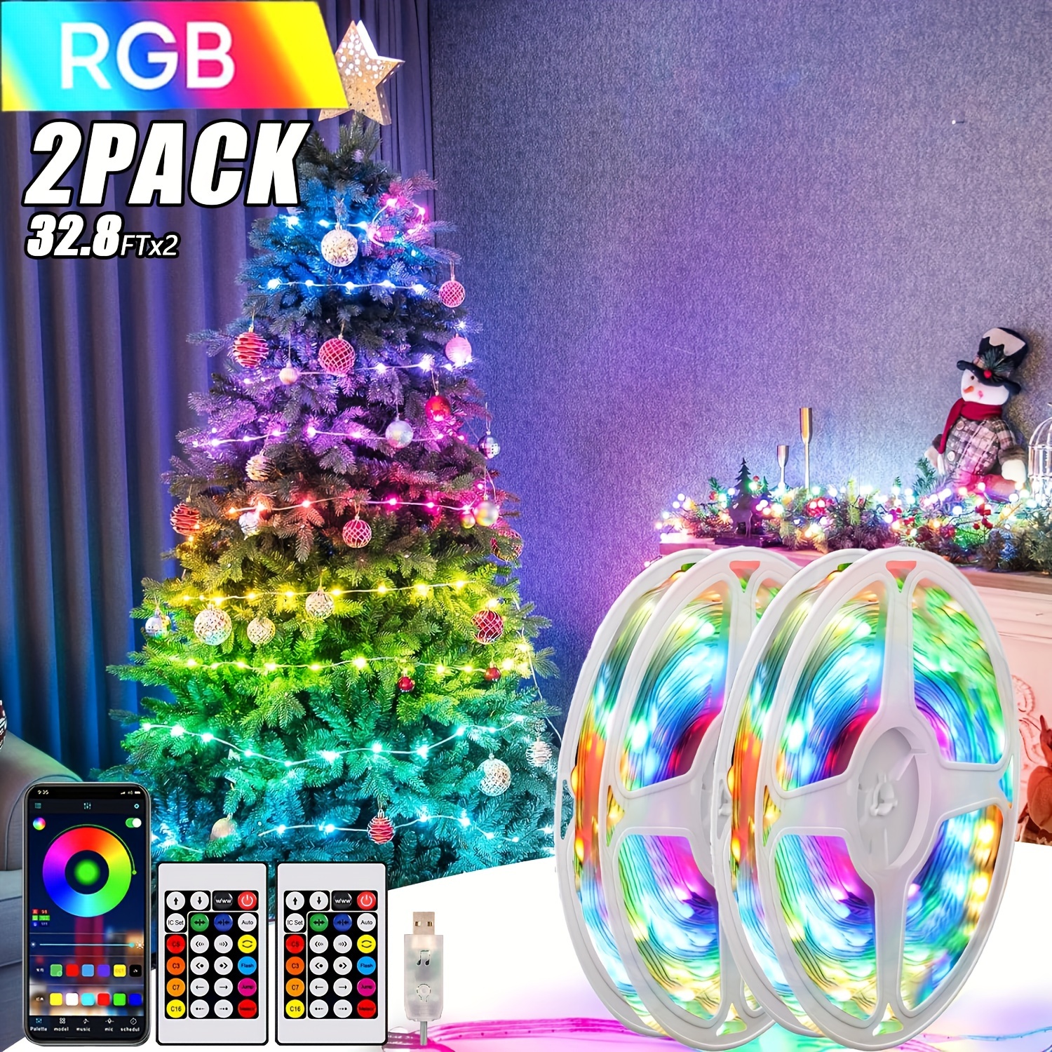 Tuya Smart LED Fairy String Lights 10m 66Leds WiFi Strip Light RGB RGBIC  Work Alexa Music Sync for Holiday Party Christmas Decor