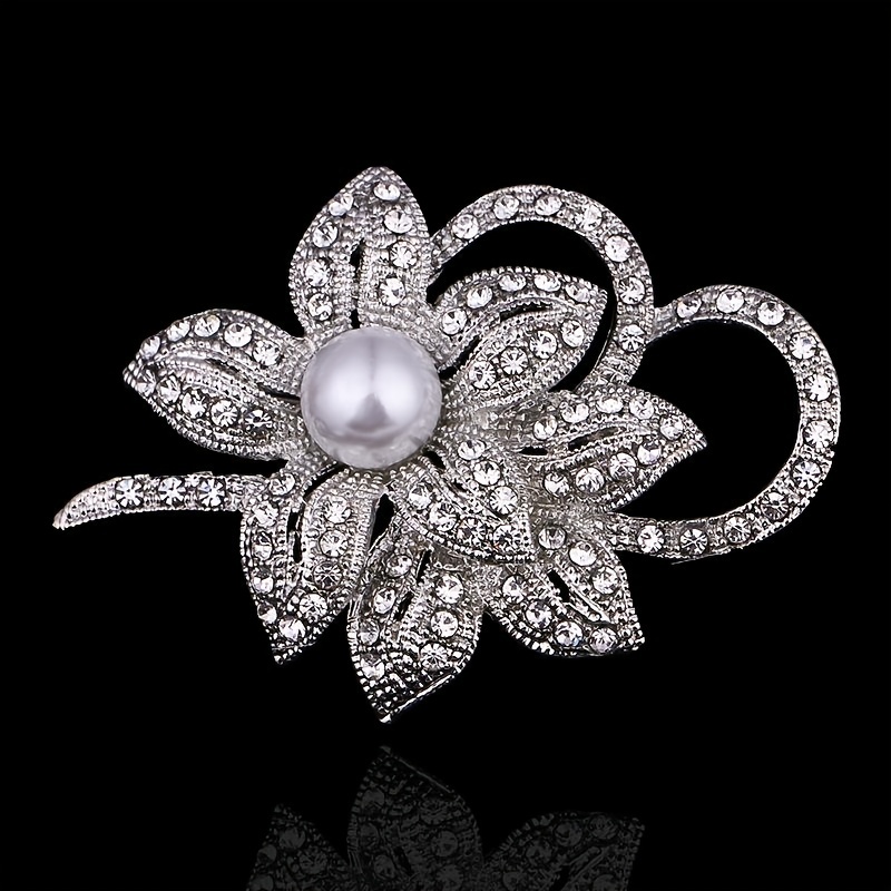 Luxury Fashion Elegant Faux Pearl Flower Brooches Pins For - Temu