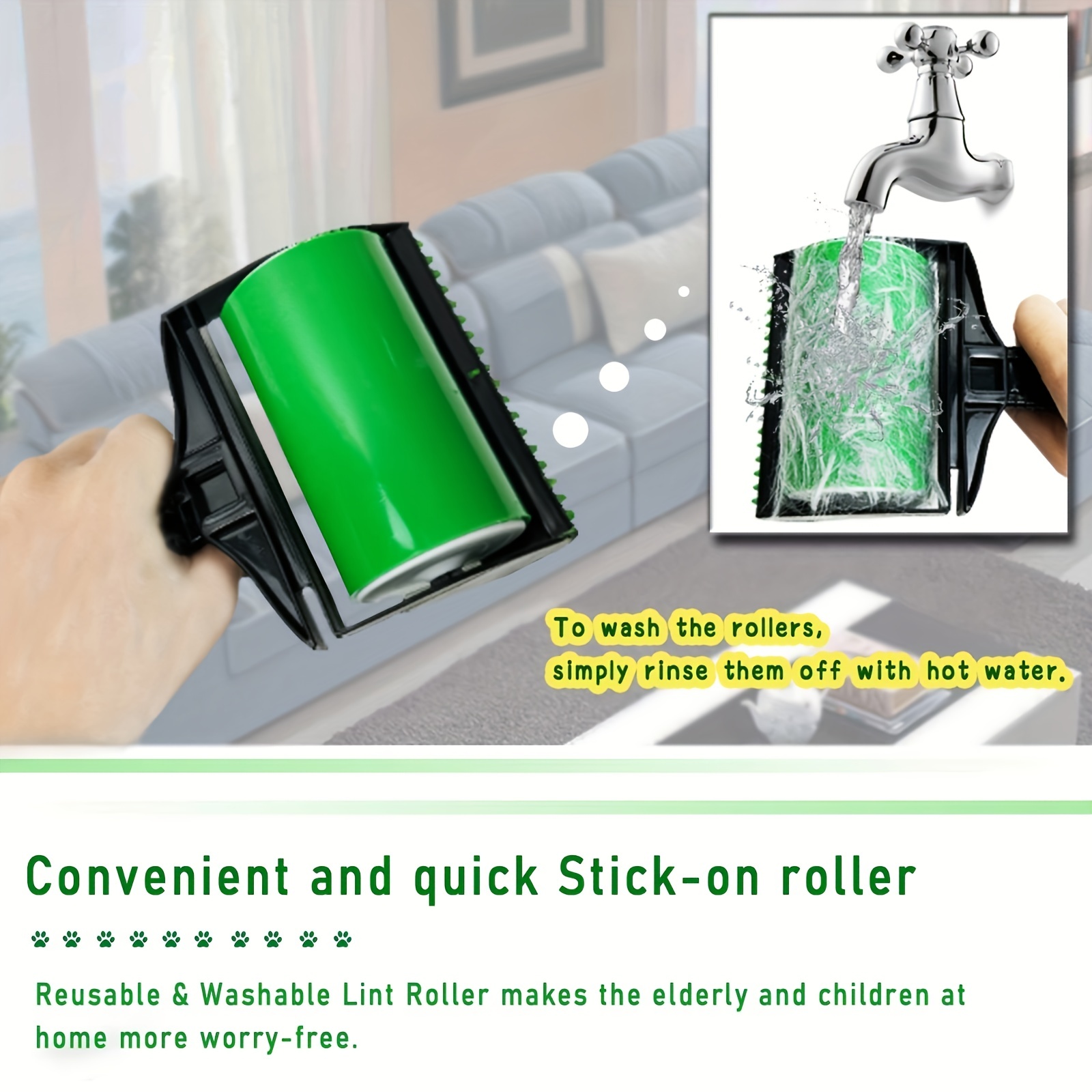 Stick It Roller, Handheld Stick It Roller Pet Hair Remover, Rouleau à  charpie collant lavable réutilisable pour poils d'animaux, vêtements,  sièges d'auto