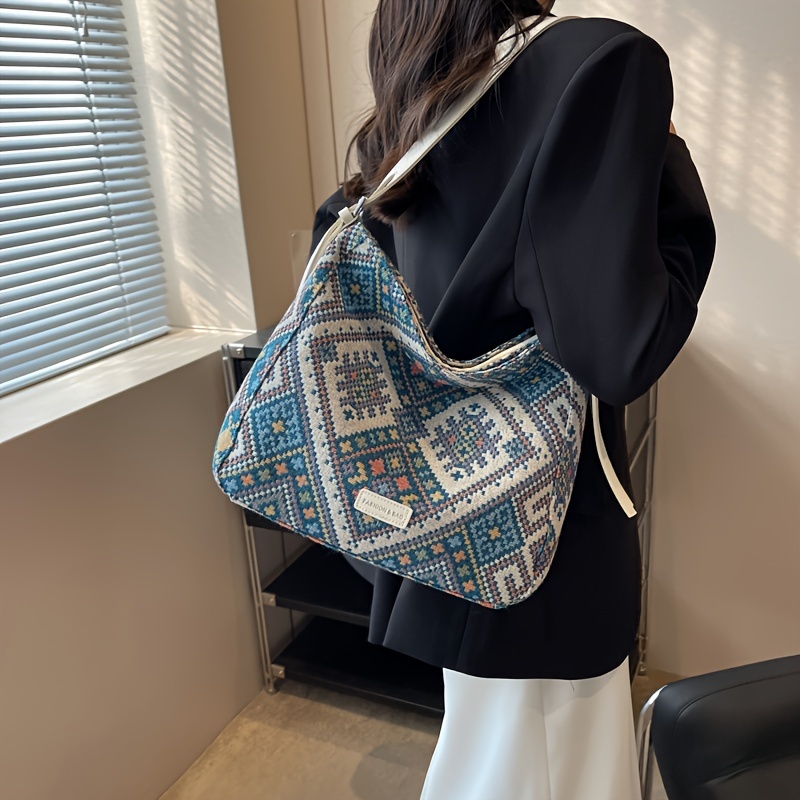 Desigual Bolso Saco Grande Geométrico, Bolsos de Hombro Mujer