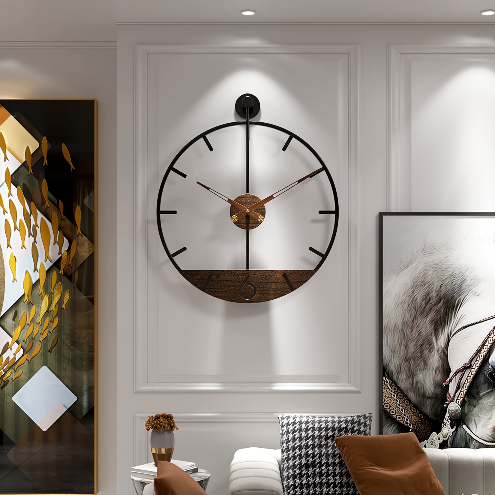 Wall Clock, Metal Clocks Big Fancy Decorative Clock with Silent Movement  Luxury Style Modern Wall Clock Art for Living Room, Bedroom, Office Decor