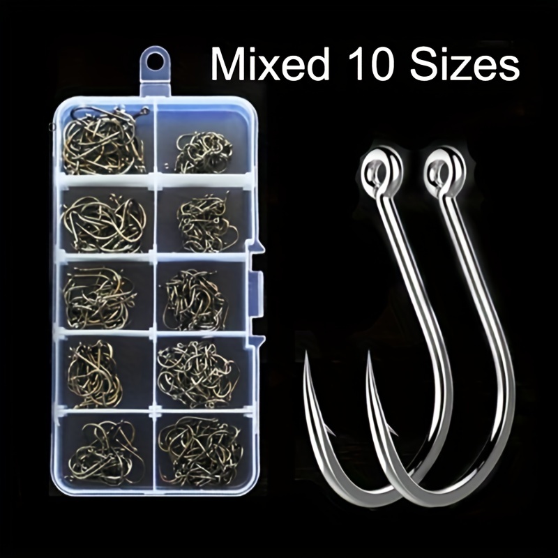 Mixed Size High Carbon Steel Fishing Hooks Barbed Jig Hook - Temu