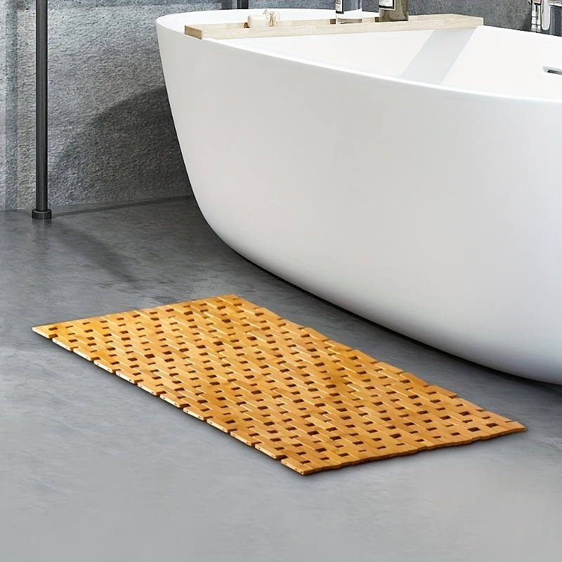 Bamboo Bath Rug, Natural Anti-slip Bathroom Floor Rug Mat For Spa, Bath  Tub, Kitchen Toilet - Temu