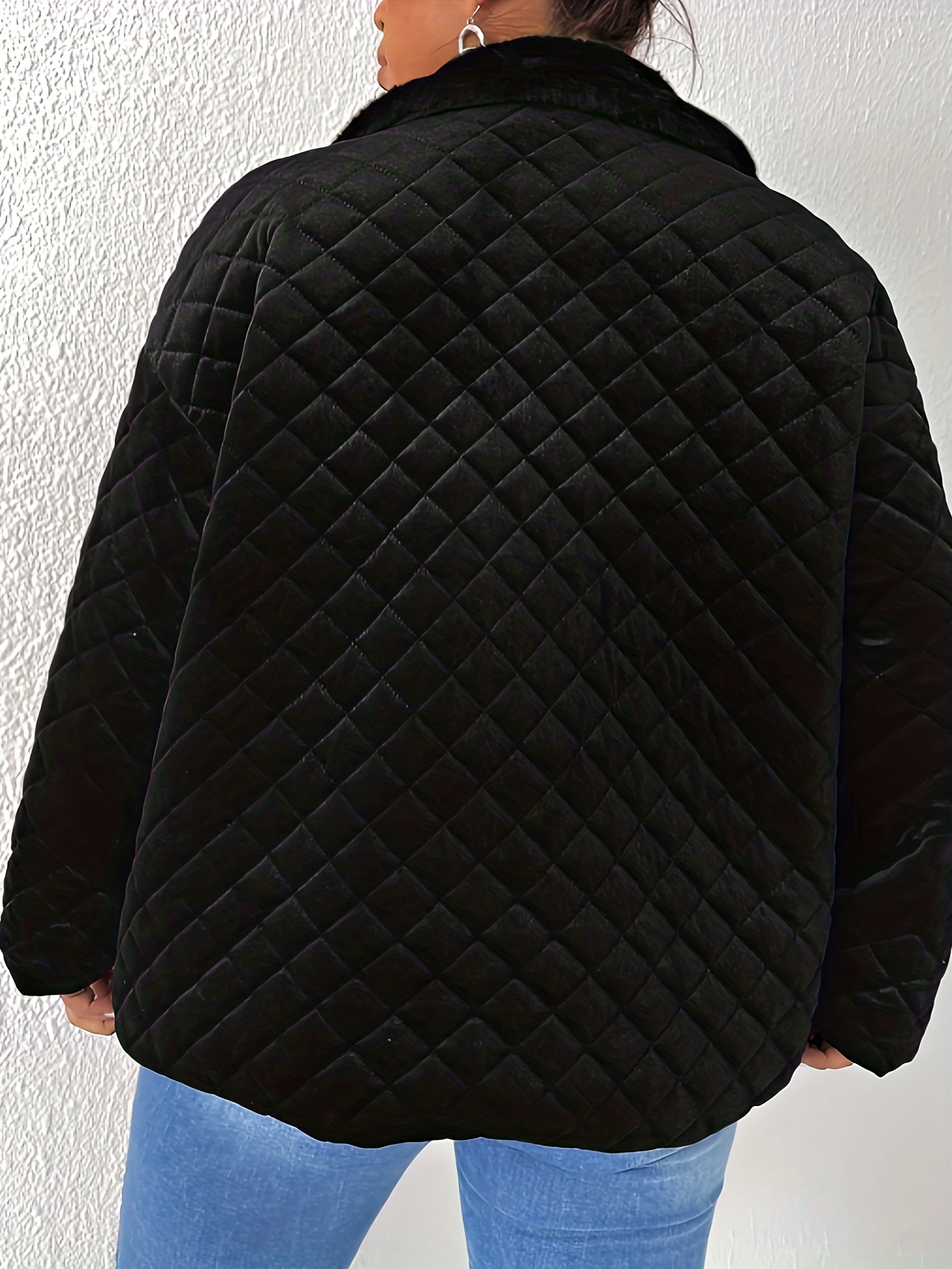 Plus Size Casual Winter Coat Women's Plus Solid Quilted Long - Temu