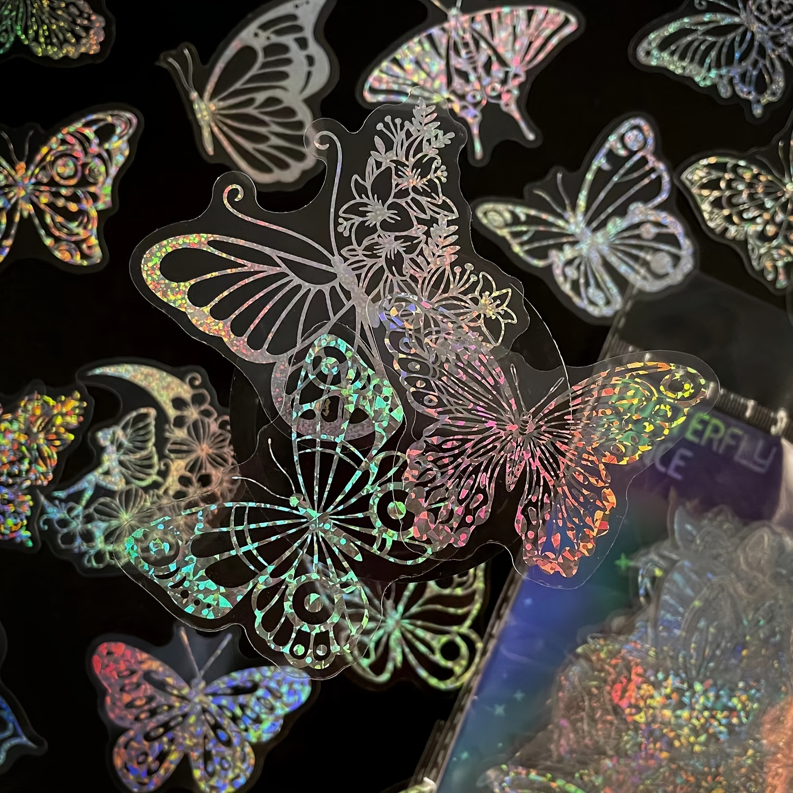 Holographic Butterfly Stickers Set Waterproof Vintage Pet - Temu
