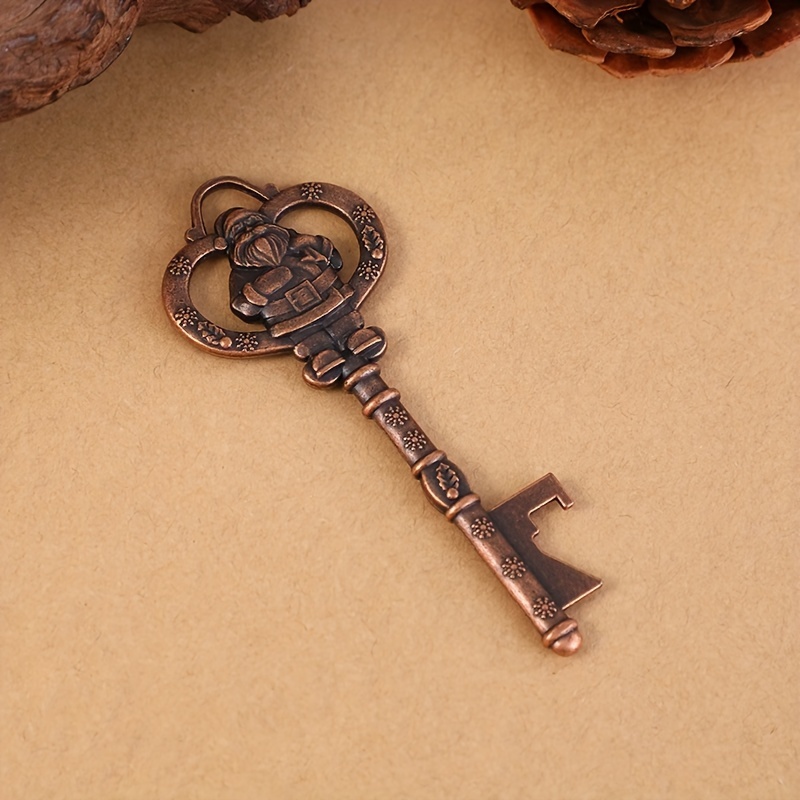 Image of 1pc Creative Santa Claus Metal Key Shape Opener, Retro Gothic Style Beer Bottle Opener, Christmas, New Year, Thanksgiving Gift For Bar, Restaurant, Home, Party, Outdoor