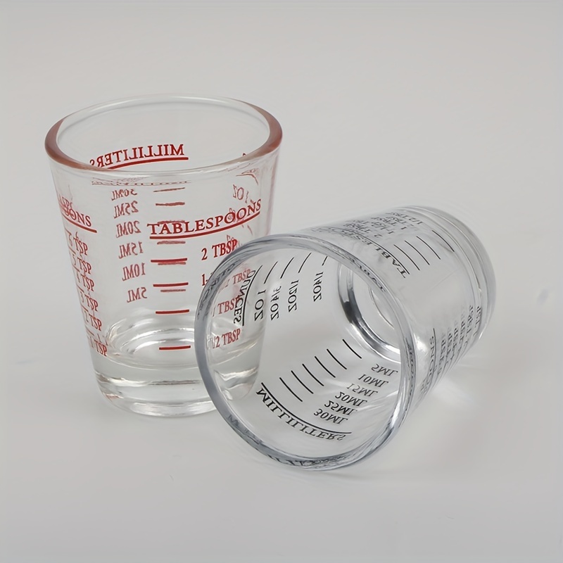 I Kito Shot Glass Measure Cup 1oz Red, Glass Measuring Cups for Liquids 2Tbs 6Tsp 2Pack 30ml, Size: Medium